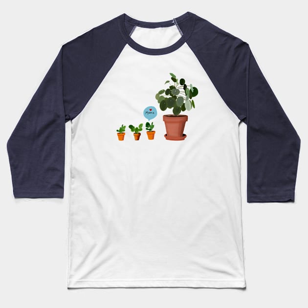 Pilea Mama and Babies Baseball T-Shirt by jenblove